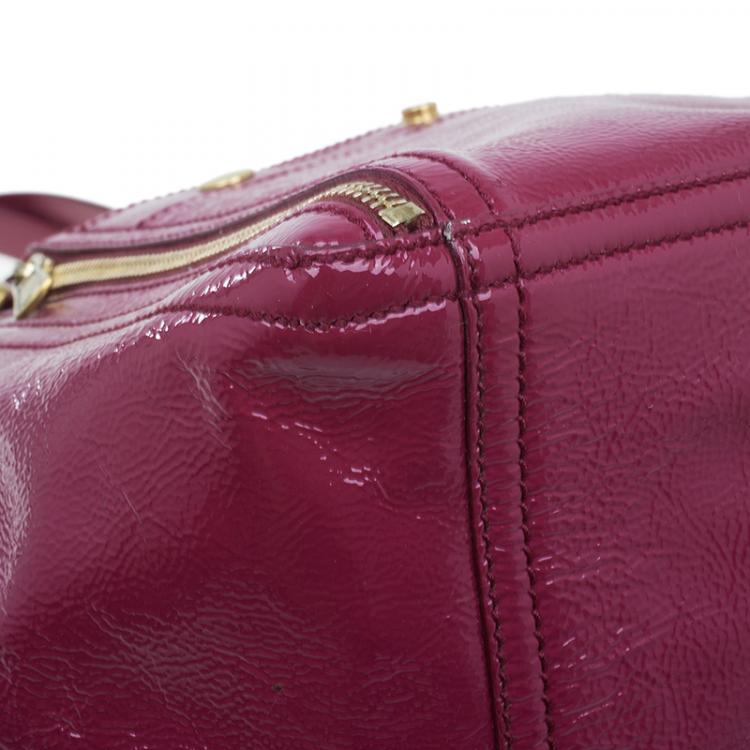 Pre Owned Saint Laurent Paris Pink Patent Leather Medium Downtown Tote Bag