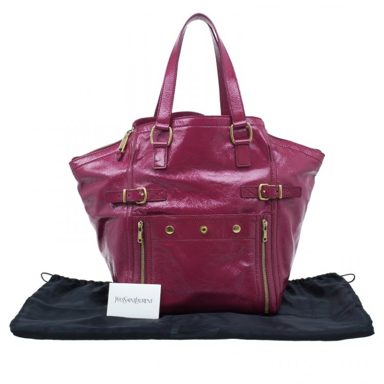 Pre Owned Saint Laurent Paris Pink Patent Leather Medium Downtown Tote Bag