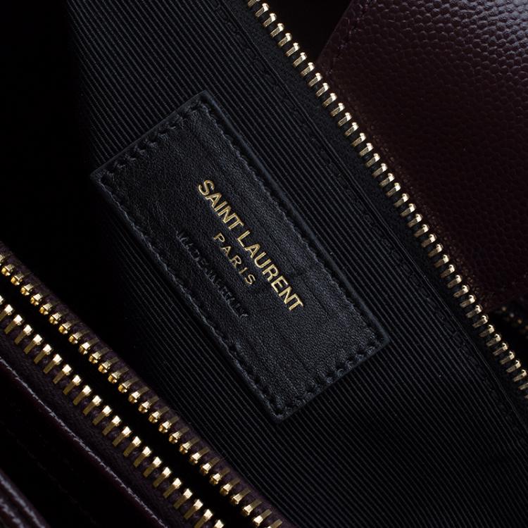 Pre Owned Saint Laurent Paris Burgundy Matelasse Leather Cassandre Shopper Tote