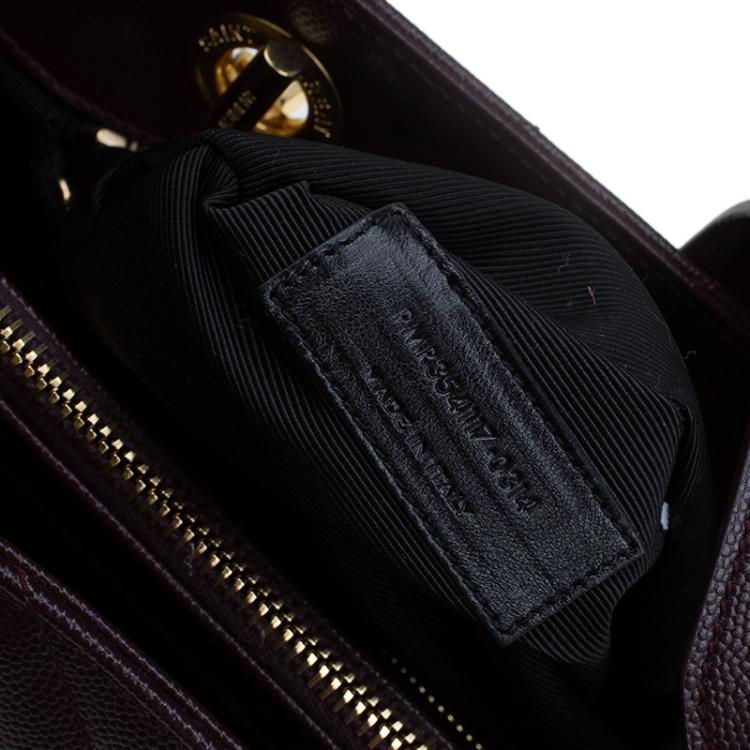 Pre Owned Saint Laurent Paris Burgundy Matelasse Leather Cassandre Shopper Tote