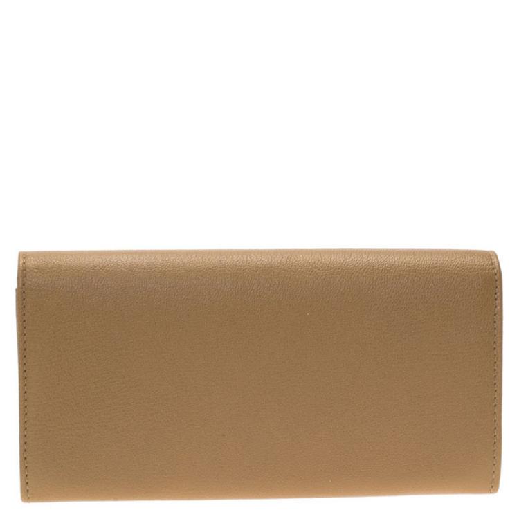 Pre Owned Saint Laurent Paris Tan Leather Belle De Jour Wallet