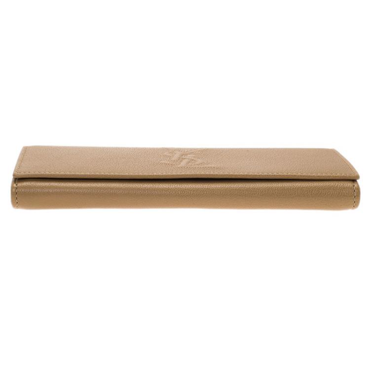 Pre Owned Saint Laurent Paris Tan Leather Belle De Jour Wallet