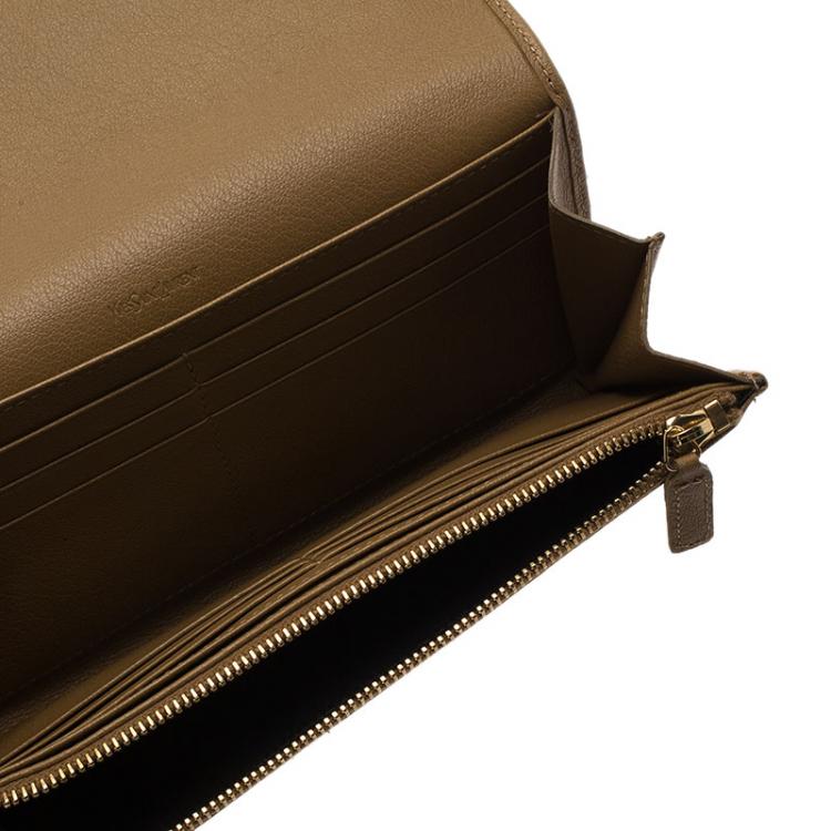 Pre Owned Saint Laurent Paris Tan Leather Belle De Jour Wallet