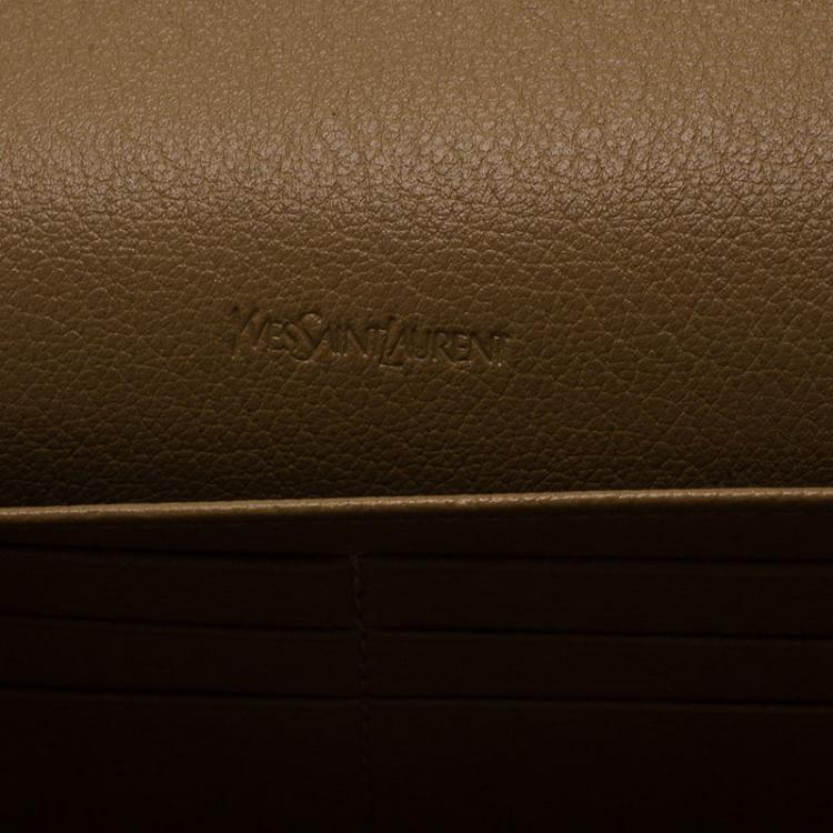 Pre Owned Saint Laurent Paris Tan Leather Belle De Jour Wallet