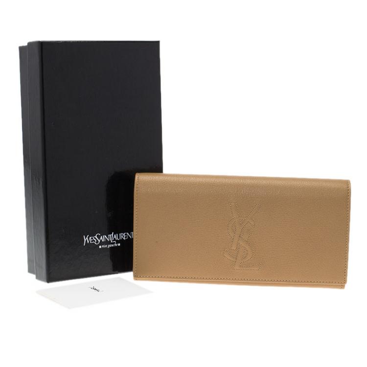 Pre Owned Saint Laurent Paris Tan Leather Belle De Jour Wallet