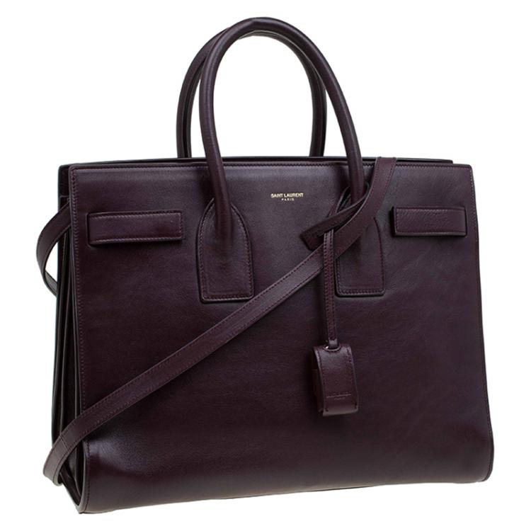 Pre Owned Saint Laurent Paris Burgundy Leather Small Classic Sac De Jour Tote