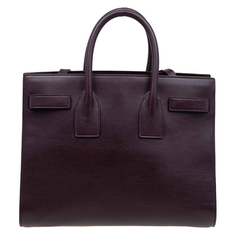 Pre Owned Saint Laurent Paris Burgundy Leather Small Classic Sac De Jour Tote
