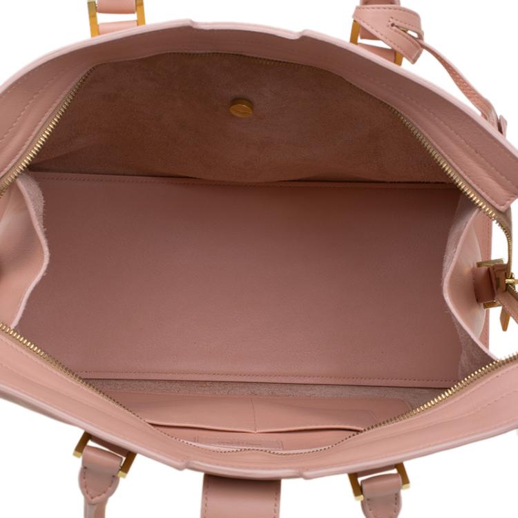 Pre Owned Saint Laurent Paris Peach Leather Medium Chyc Cabas Tote