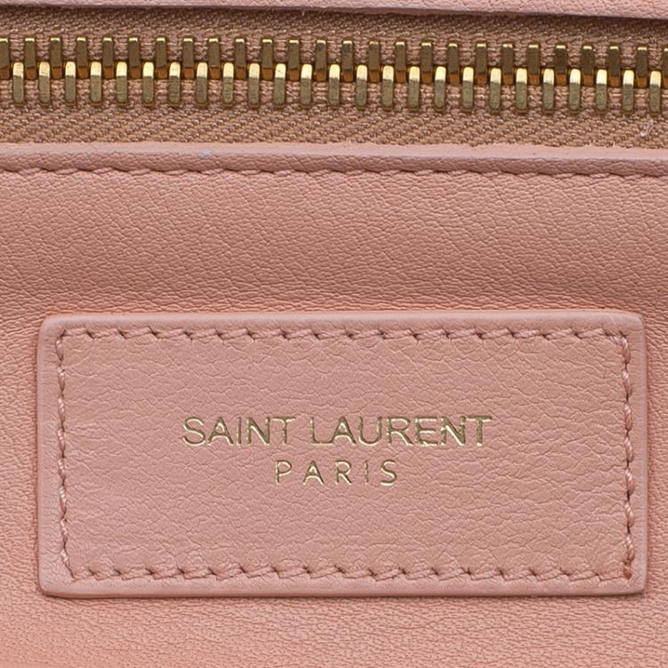 Pre Owned Saint Laurent Paris Peach Leather Medium Chyc Cabas Tote