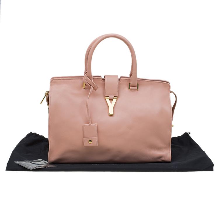 Pre Owned Saint Laurent Paris Peach Leather Medium Chyc Cabas Tote