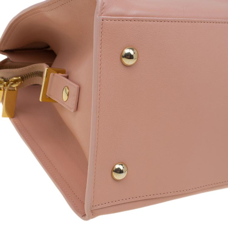 Pre Owned Saint Laurent Paris Peach Leather Medium Chyc Cabas Tote