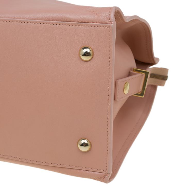 Pre Owned Saint Laurent Paris Peach Leather Medium Chyc Cabas Tote
