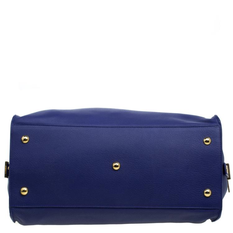Pre Owned Saint Laurent Paris Blue Leather Medium Cabas Chyc Tote