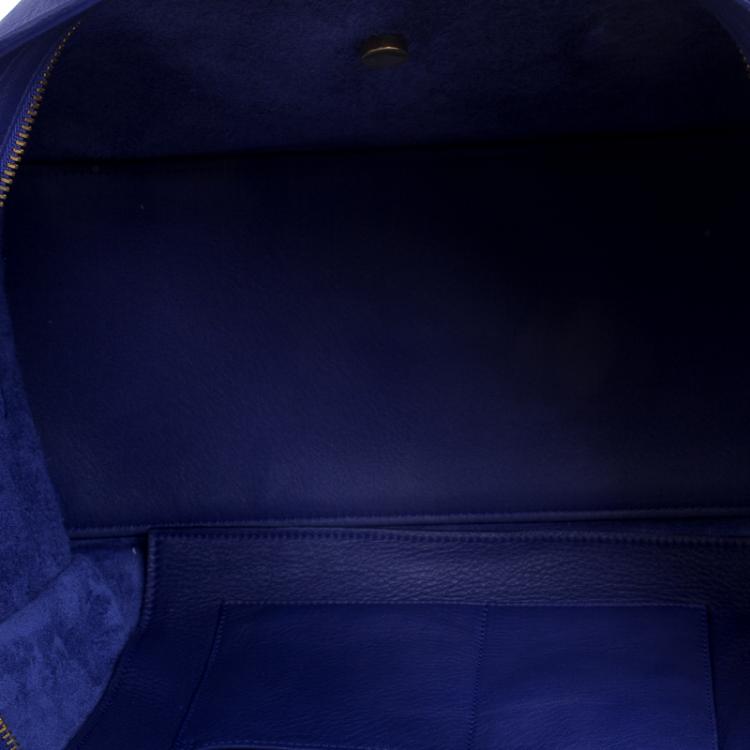 Pre Owned Saint Laurent Paris Blue Leather Medium Cabas Chyc Tote