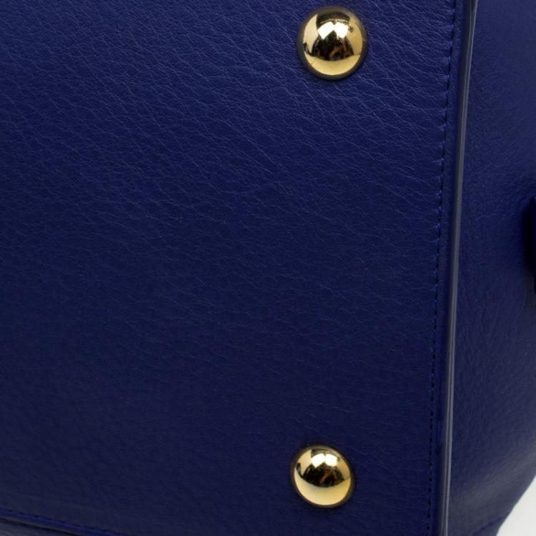 Pre Owned Saint Laurent Paris Blue Leather Medium Cabas Chyc Tote