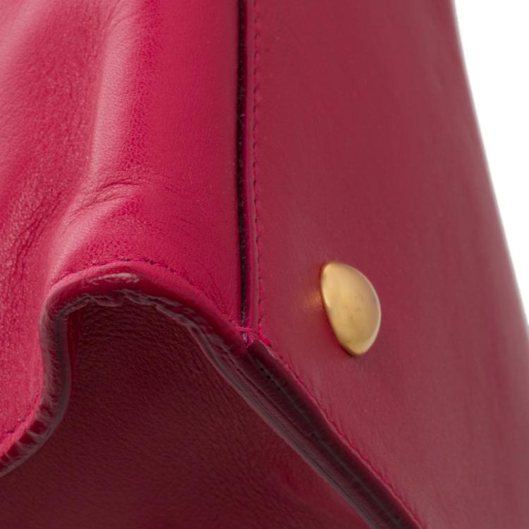 Pre Owned Saint Laurent Paris Magenta Leather Medium Cabas Chyc Tote