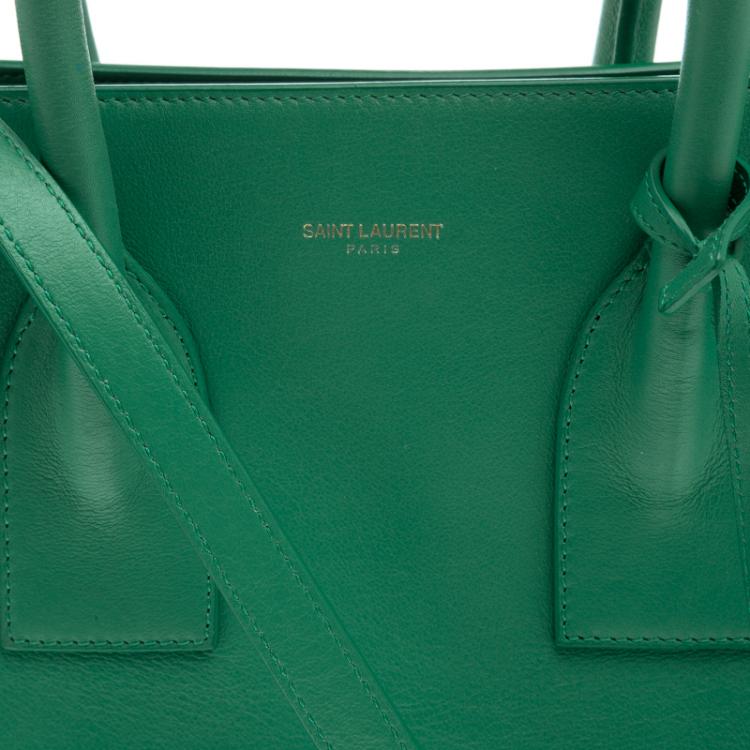 Pre Owned Saint Laurent Paris Green Leather Mini Classic Sac De Jour Tote