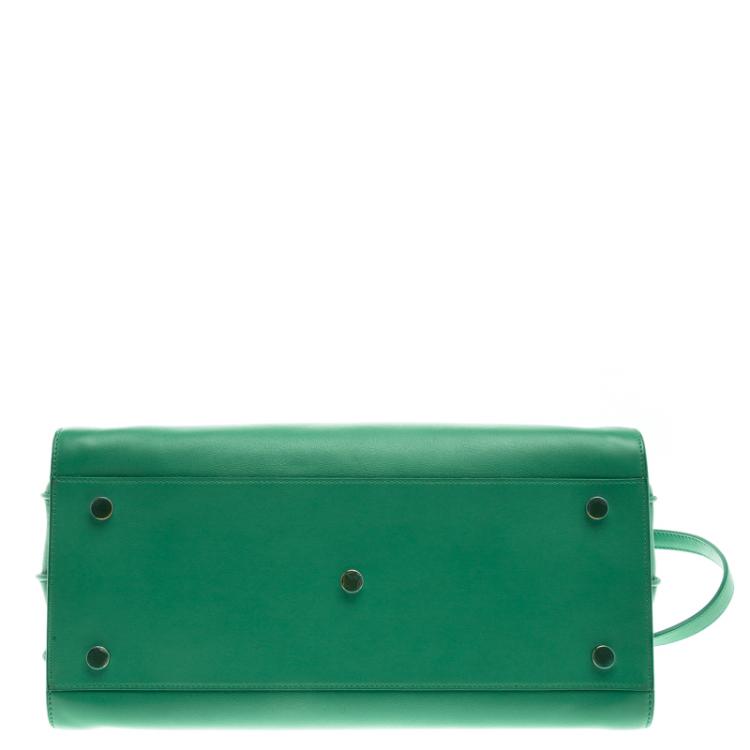 Pre Owned Saint Laurent Paris Green Leather Mini Classic Sac De Jour Tote