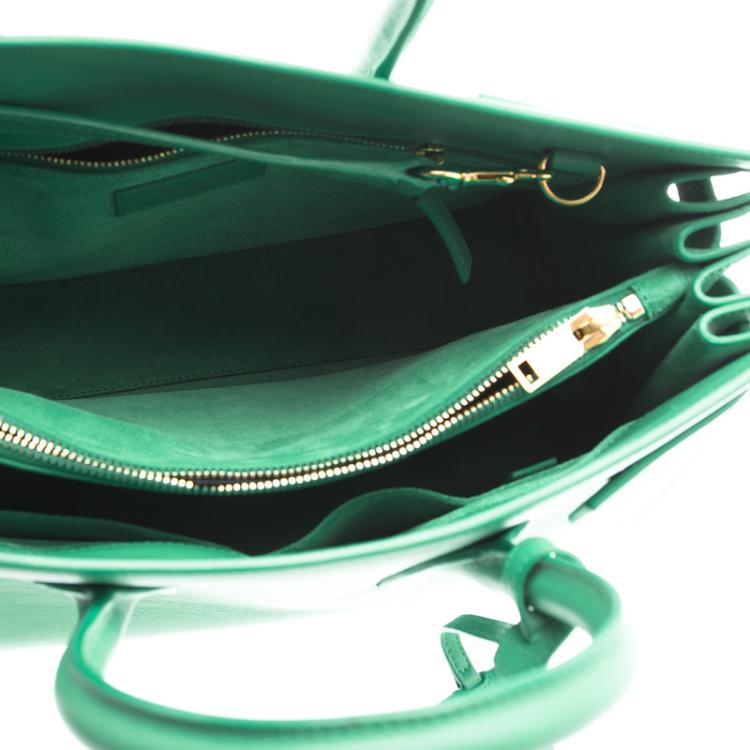 Pre Owned Saint Laurent Paris Green Leather Mini Classic Sac De Jour Tote