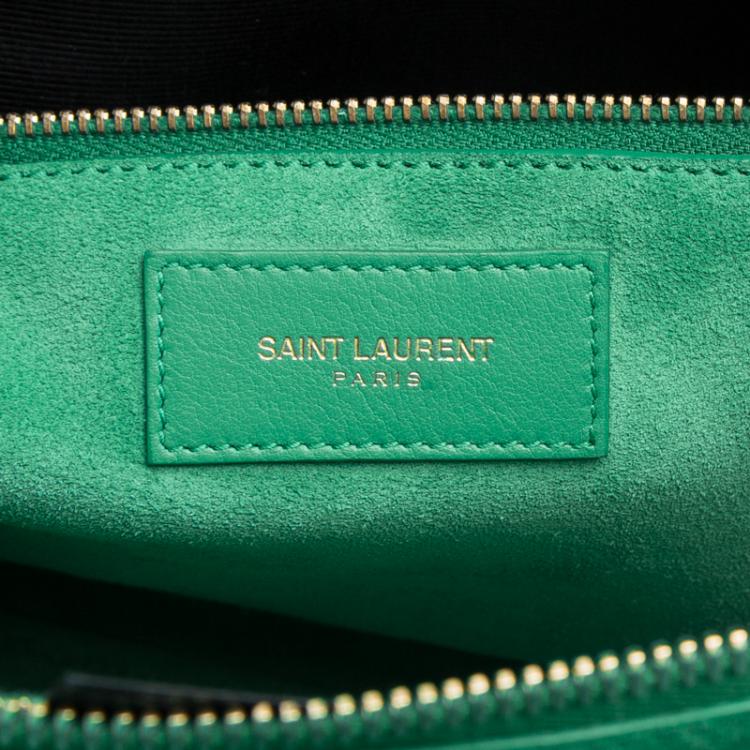 Pre Owned Saint Laurent Paris Green Leather Mini Classic Sac De Jour Tote