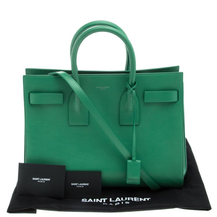 Pre Owned Saint Laurent Paris Green Leather Mini Classic Sac De Jour Tote