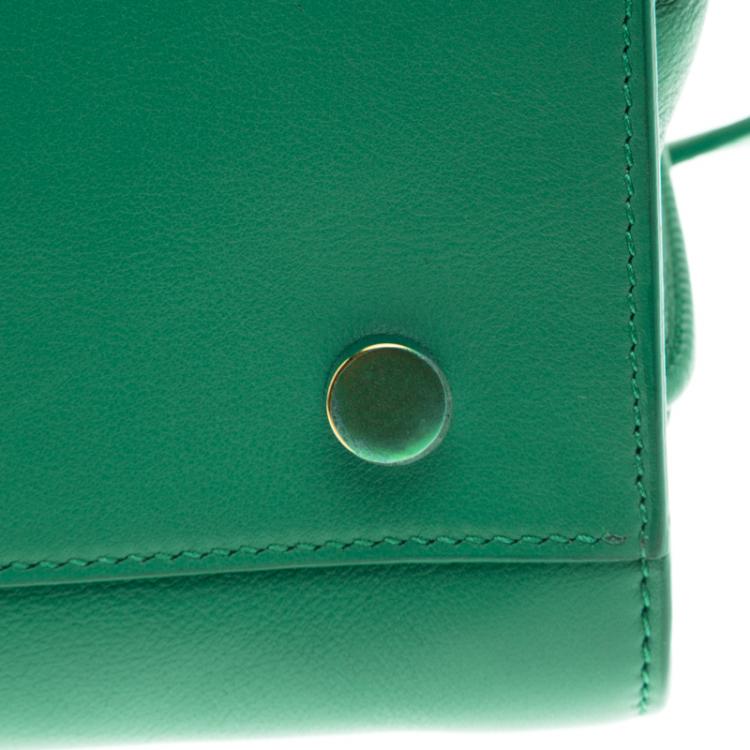 Pre Owned Saint Laurent Paris Green Leather Mini Classic Sac De Jour Tote
