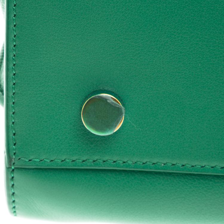 Pre Owned Saint Laurent Paris Green Leather Mini Classic Sac De Jour Tote
