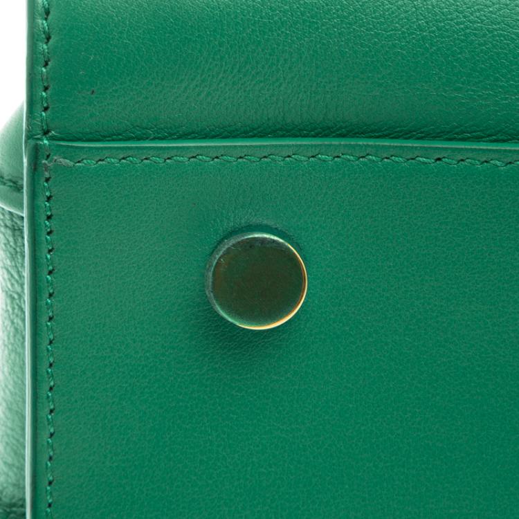 Pre Owned Saint Laurent Paris Green Leather Mini Classic Sac De Jour Tote