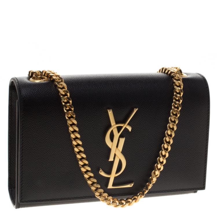 مملوكة مسبقًا Saint Laurent Paris Black Grain De Poudre Leather Small Chain Shoulder Bag