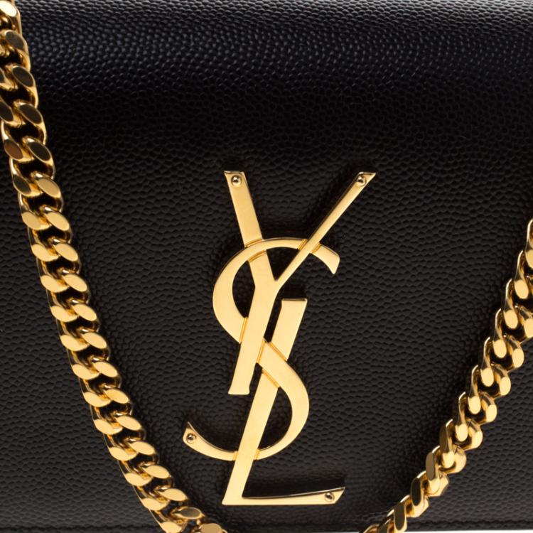 مملوكة مسبقًا Saint Laurent Paris Black Grain De Poudre Leather Small Chain Shoulder Bag