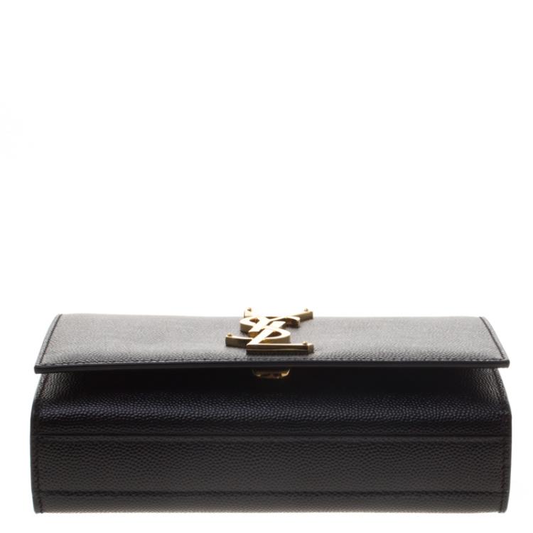 مملوكة مسبقًا Saint Laurent Paris Black Grain De Poudre Leather Small Chain Shoulder Bag