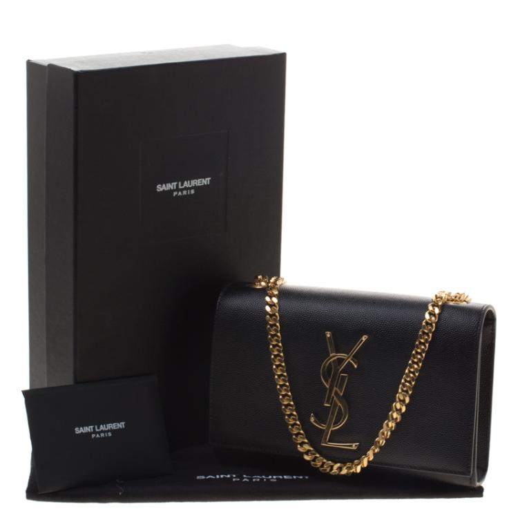 مملوكة مسبقًا Saint Laurent Paris Black Grain De Poudre Leather Small Chain Shoulder Bag