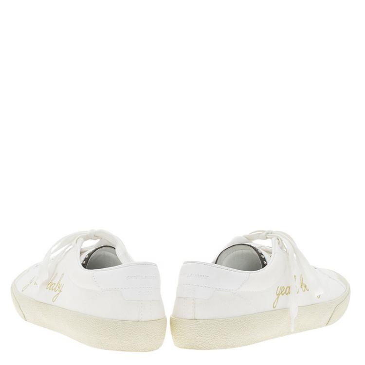 Pre Owned Saint Laurent Paris Off White Signature Court Classic Yeah Baby Low Top Sneakers Size 39