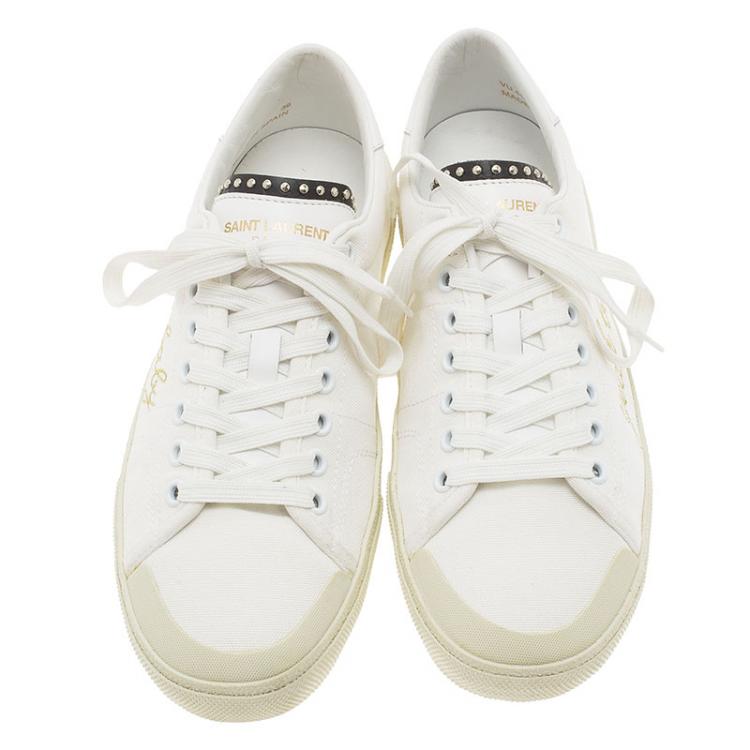 Pre Owned Saint Laurent Paris Off White Signature Court Classic Yeah Baby Low Top Sneakers Size 39