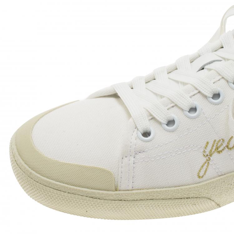 Pre Owned Saint Laurent Paris Off White Signature Court Classic Yeah Baby Low Top Sneakers Size 39