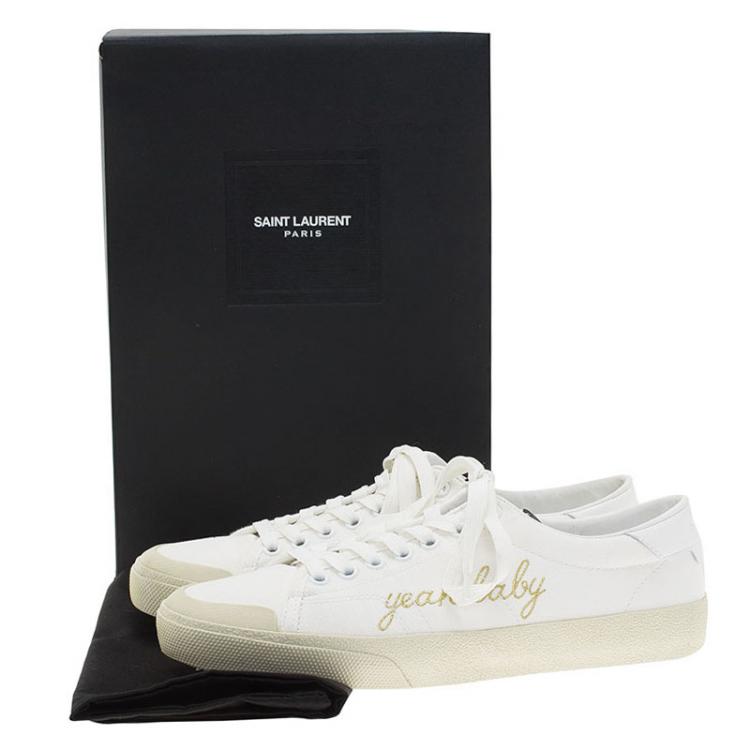 Pre Owned Saint Laurent Paris Off White Signature Court Classic Yeah Baby Low Top Sneakers Size 39
