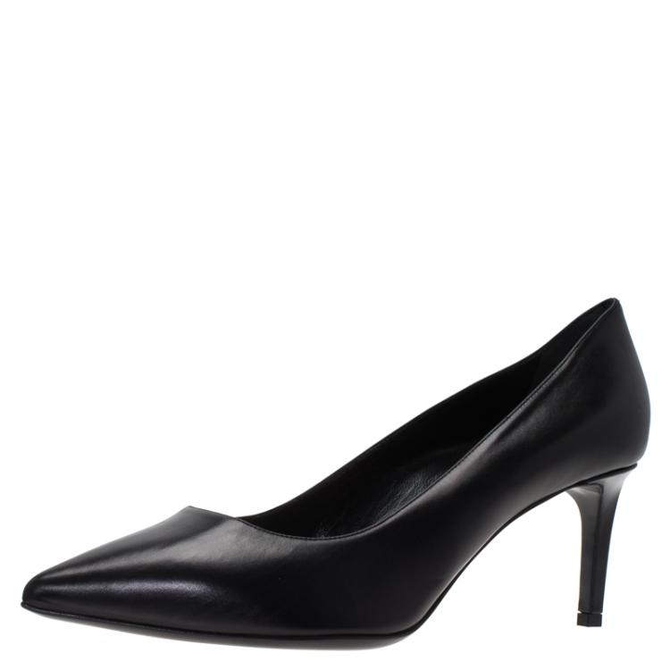 Pre Owned Saint Laurent Paris Black Leather Classic Pointed Toe Pumps Size 39.5