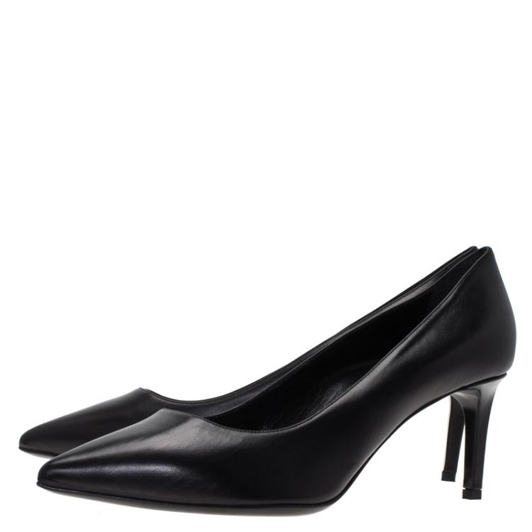 Pre Owned Saint Laurent Paris Black Leather Classic Pointed Toe Pumps Size 39.5