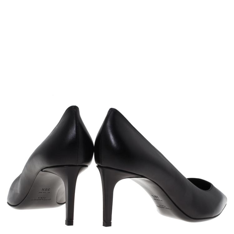 Pre Owned Saint Laurent Paris Black Leather Classic Pointed Toe Pumps Size 39.5