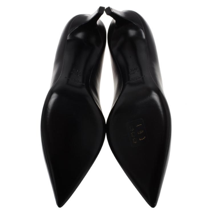 Pre Owned Saint Laurent Paris Black Leather Classic Pointed Toe Pumps Size 39.5