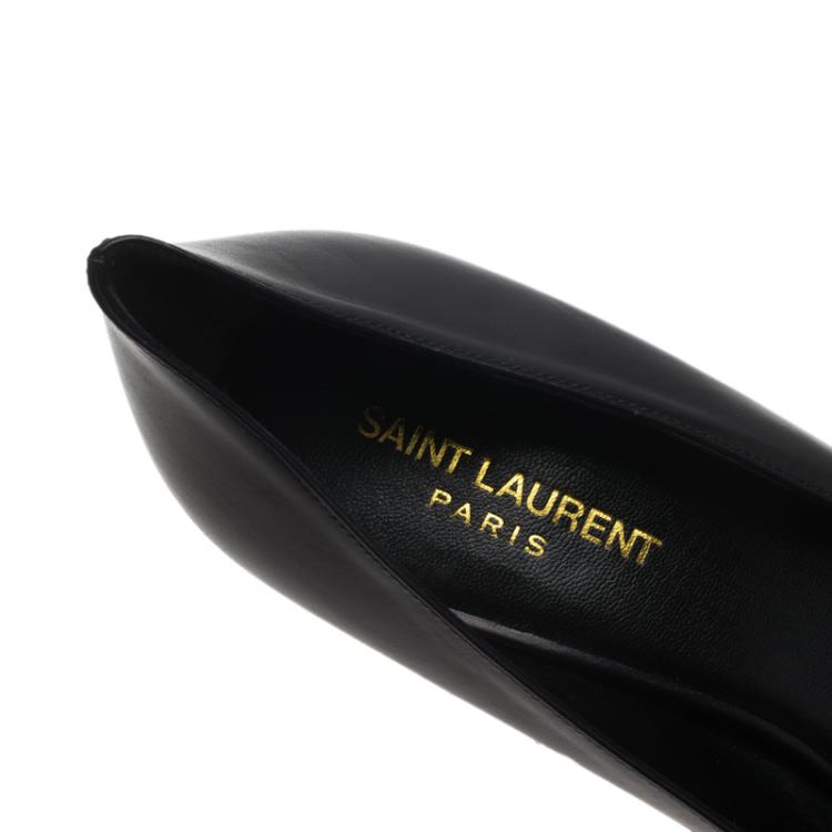 Pre Owned Saint Laurent Paris Black Leather Classic Pointed Toe Pumps Size 39.5