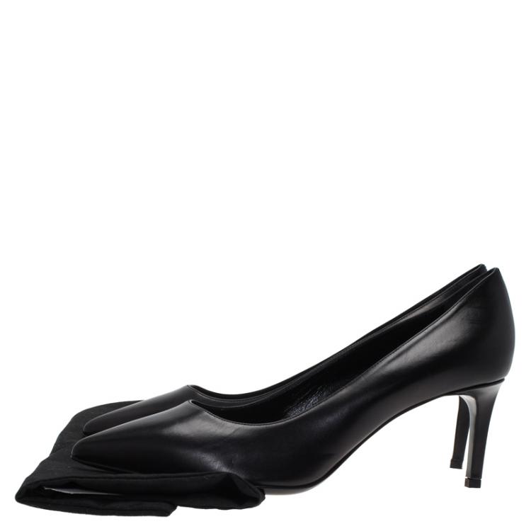 Pre Owned Saint Laurent Paris Black Leather Classic Pointed Toe Pumps Size 39.5