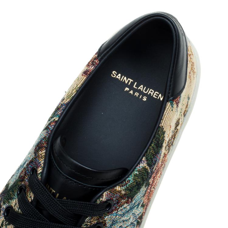 Pre Owned Saint Laurent Paris Floral Jacquard Court Classic Sneakers Size 39