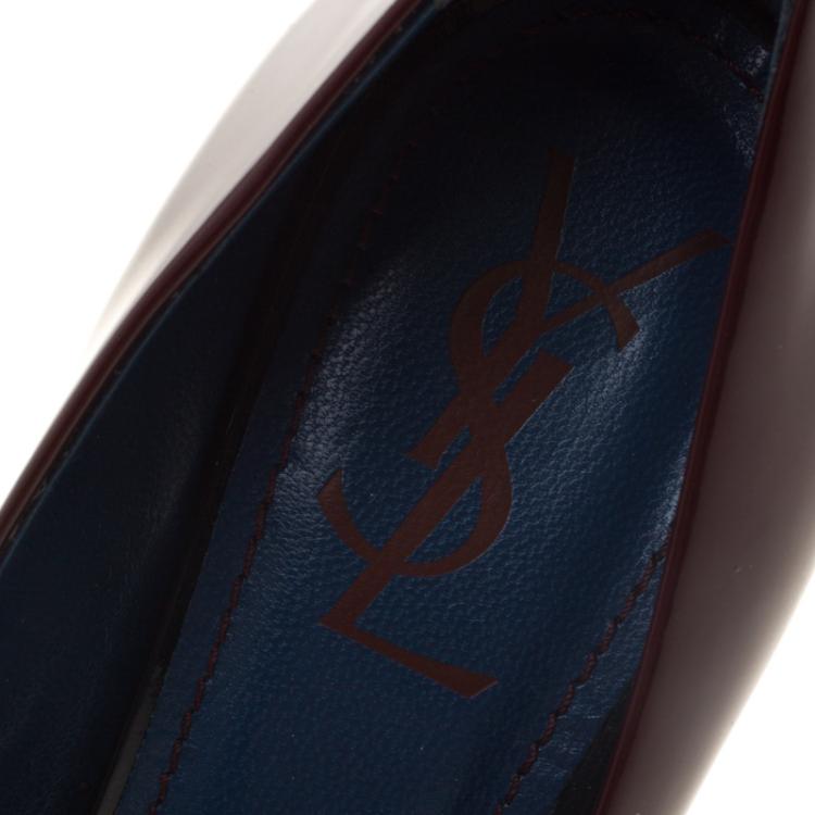 Pre Owned Saint Laurent Paris Burgundy Patent Leather Pumps Size 39.5