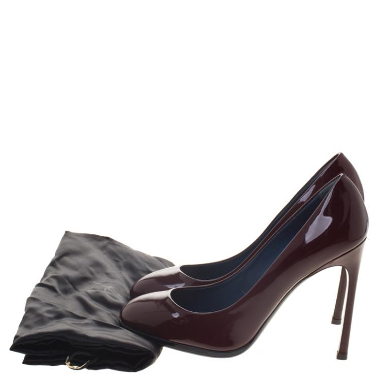 Pre Owned Saint Laurent Paris Burgundy Patent Leather Pumps Size 39.5