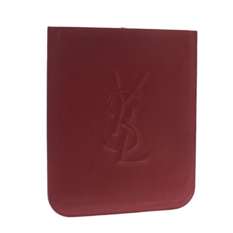 Pre Owned Saint Laurent Paris Red Leather Belle Du Jour iPad Sleeve
