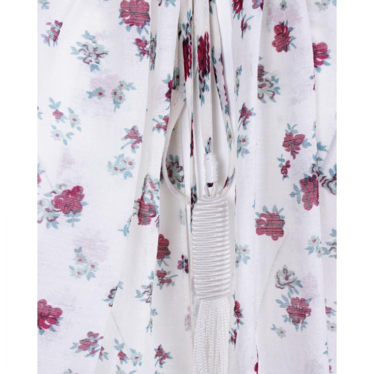 Pre Owned Saint Laurent Paris White Rose Print Silk Blouse M