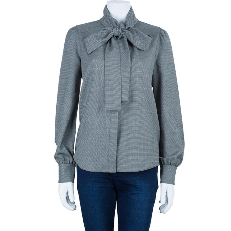 Pre Owned Saint Laurent Paris Monochrome Neck-tie Top S