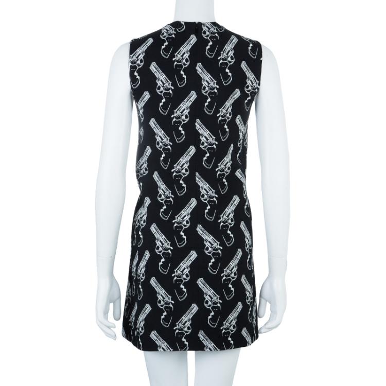 Pre Owned Saint Laurent Paris Gun Print Sleeveless Shift Dress S