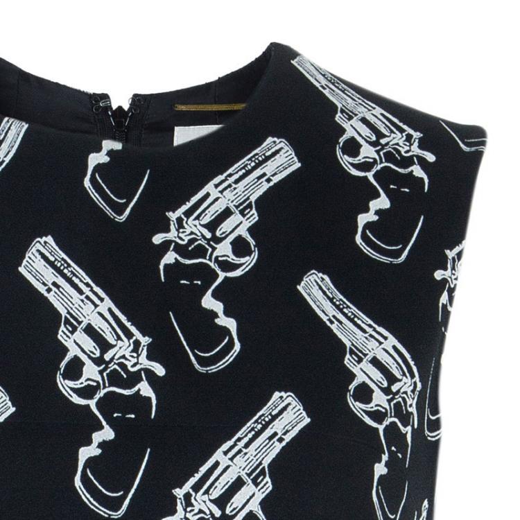 Pre Owned Saint Laurent Paris Gun Print Sleeveless Shift Dress S